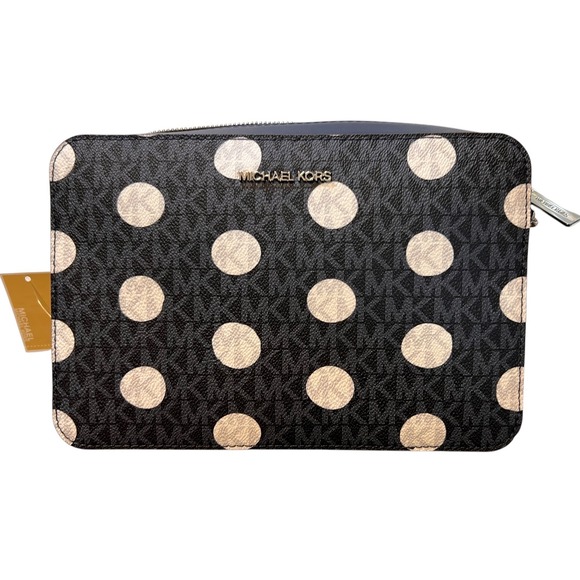 Michael Kors Jet Set Item Crossbody Bag Navy Polka Dot Large NWT - Picture 5 of 15